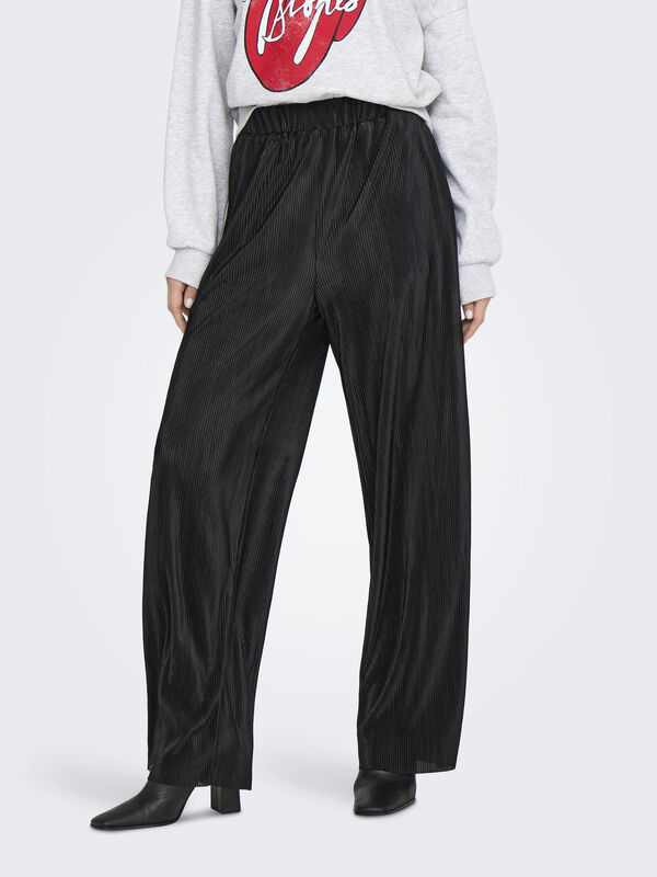 ONLCLAUDIA PLISSE WIDE PANT PTM Kadın Siyah Pantolon - 15346906