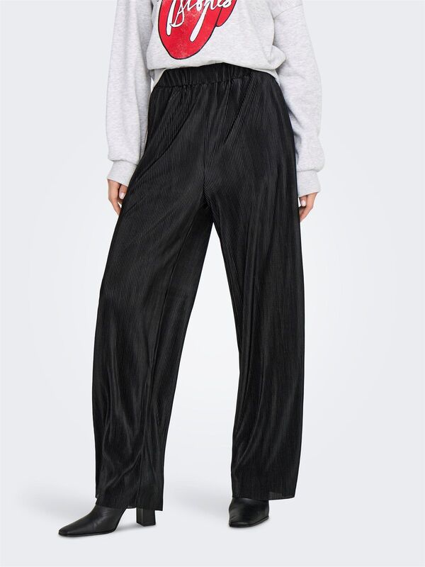 Only - ONLCLAUDIA PLISSE WIDE PANT PTM Kadın Siyah Pantolon - 15346906