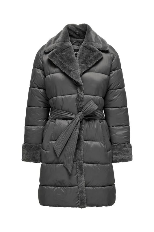 Only - ONLCUBA FAUX FUR PUFFER COAT CC OTW Kadın Gri Mont - 15322452