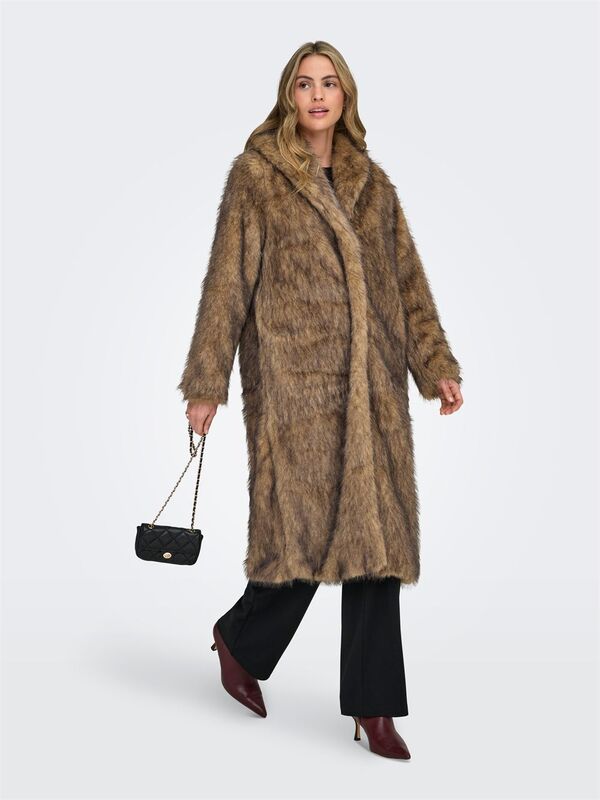 Only - ONLDAWN LIFE LONG FAUX FUR COAT OTW Kadın Kahverengi Mont - 15352794