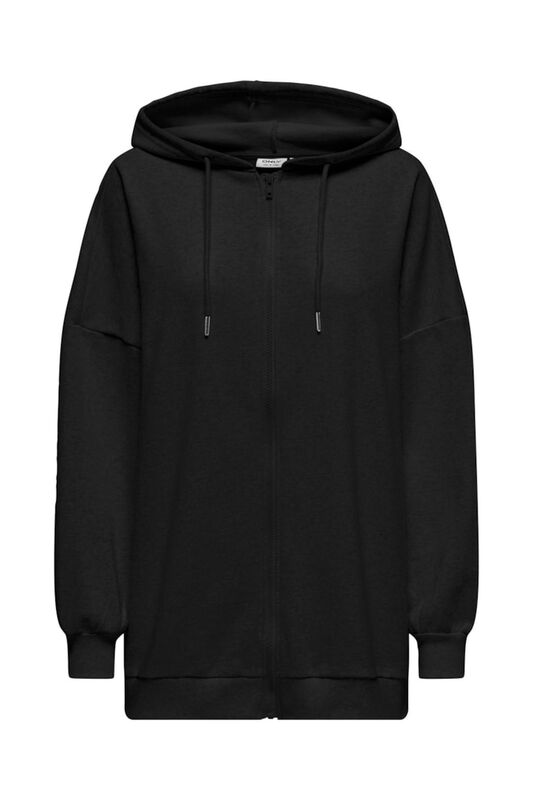 Only - ONLDAZE L/S OVERSIZE ZIP HOOD SWT Kadın Siyah Sweatshirt - 15335180