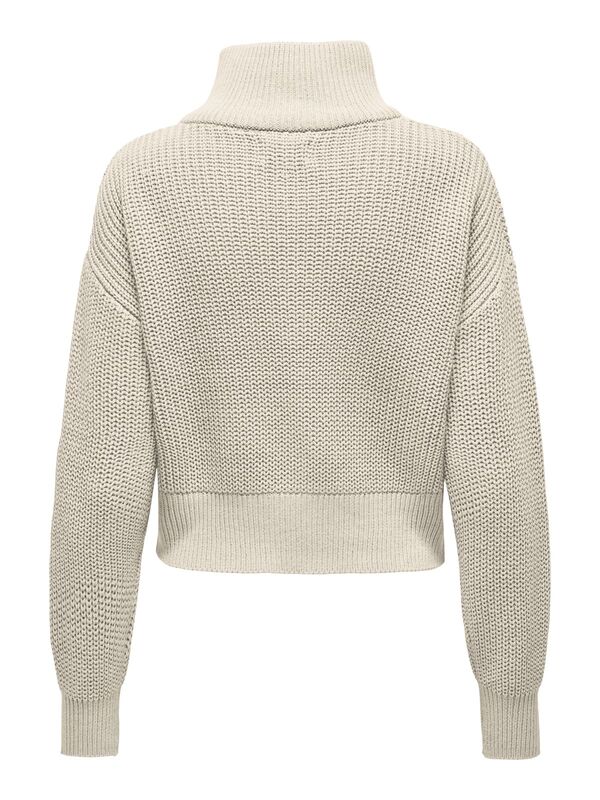 ONLDORITTA LS CABLE ZIP HIG NECK KNT Kadın Bej Kazak - 15306911