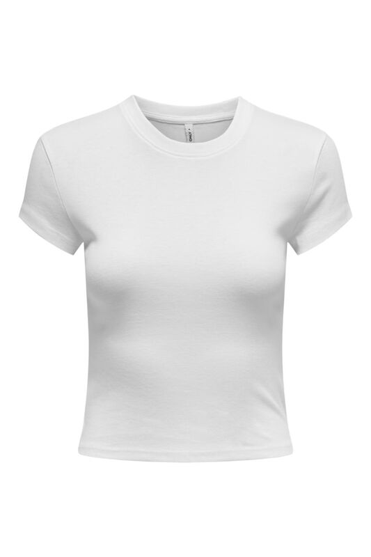 Only - ONLELINA S/S O-NECK SHORT TOP JRS NOOS Kadın Beyaz Bluz - 15320229