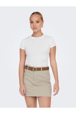 Only - ONLELINA S/S O-NECK SHORT TOP JRS NOOS Kadın Beyaz Bluz - 15320229