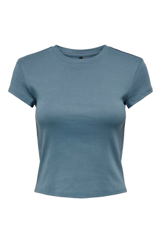 Only - ONLELINA S/S O-NECK SHORT TOP JRS NOOS Kadın Mavi Bluz - 15320229
