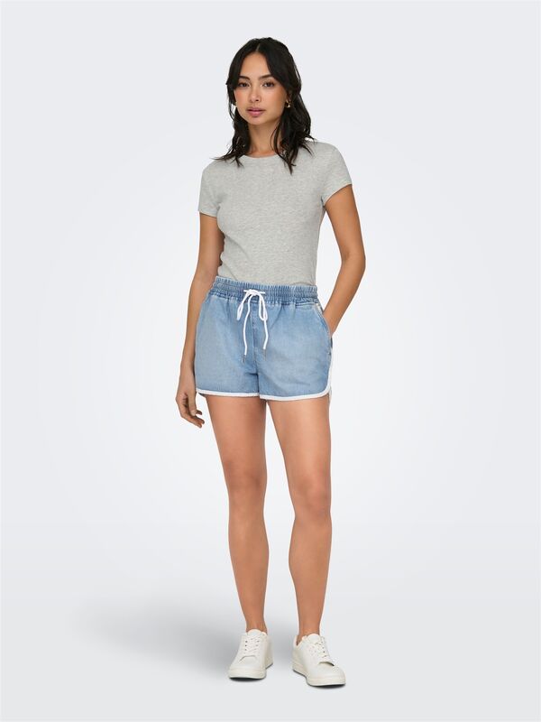 ONLELINA S/S O-NECK SHORT TOP JRS NOOS Kadın Gri Bluz - 15320229