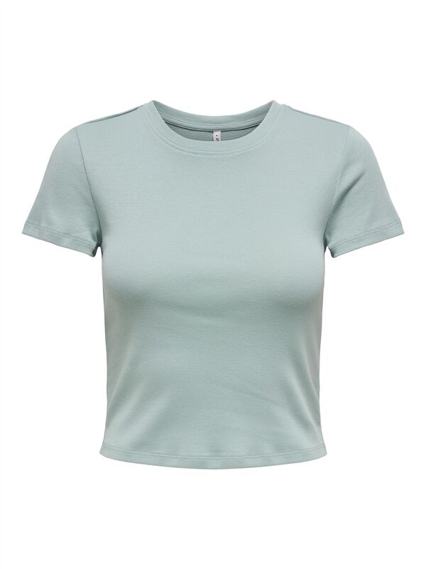 ONLELINA S/S O-NECK SHORT TOP JRS NOOS Kadın Gri Bluz - 15320229