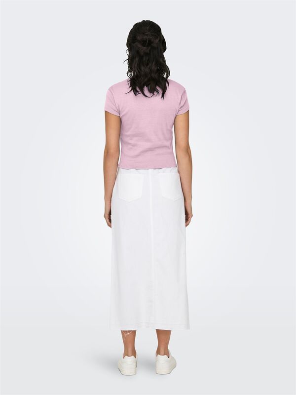 ONLELINA S/S O-NECK SHORT TOP JRS NOOS Kadın Pembe Bluz - 15320229