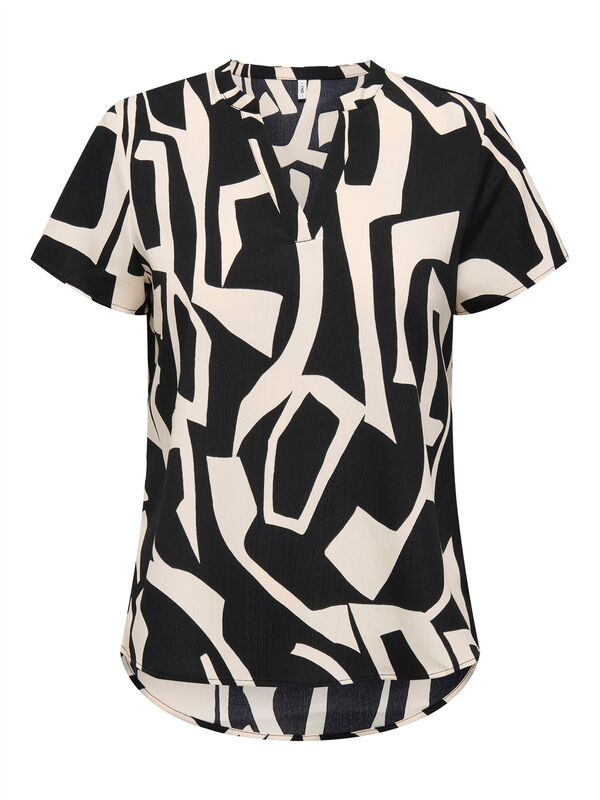 ONLELITE LIFE S/S V-NECK TOP NOOS PTM Kadın Siyah Bluz - 15339740