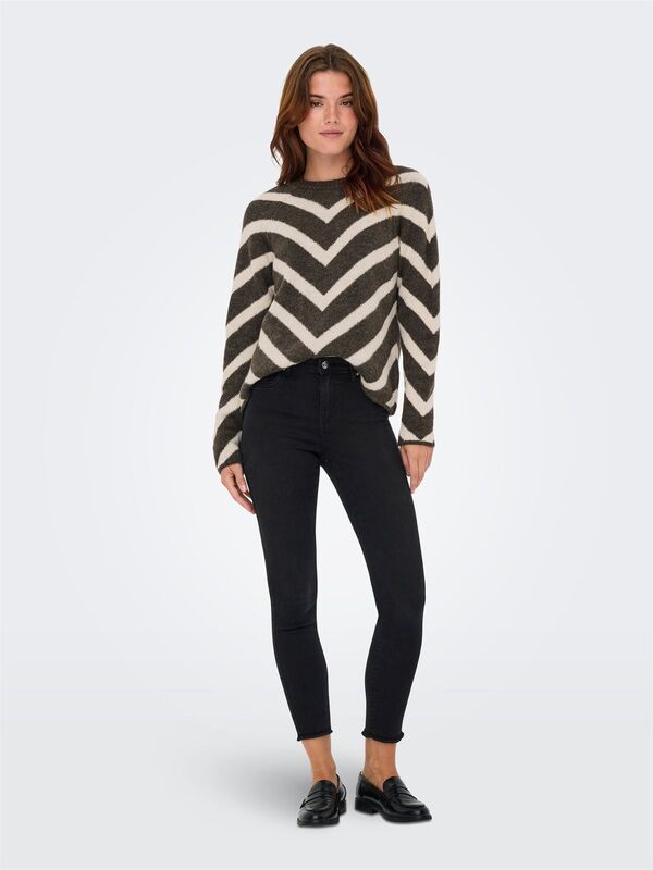 ONLELIZA L/S PULLOVER KNT NOOS Kadın Kahverengi Kazak - 15191792