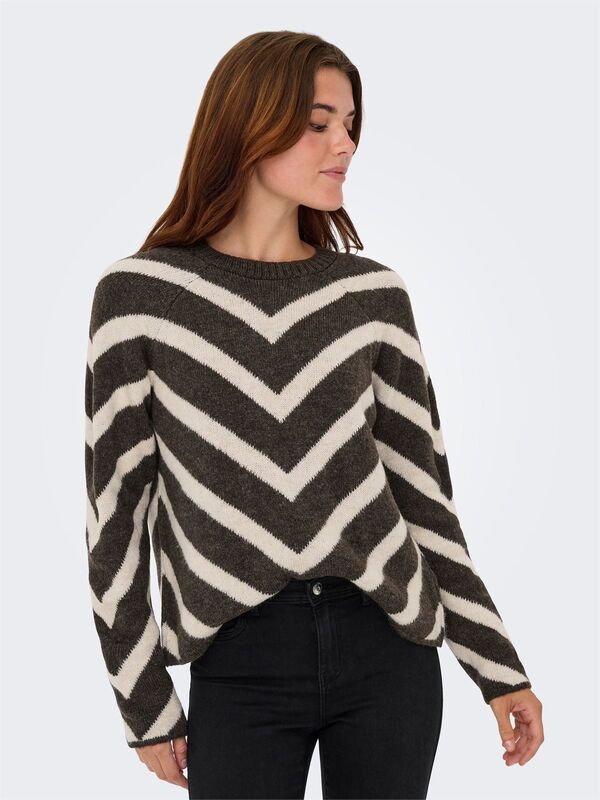 ONLELIZA L/S PULLOVER KNT NOOS Kadın Kahverengi Kazak - 15191792
