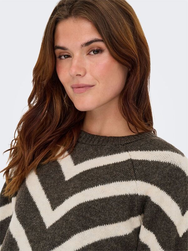 ONLELIZA L/S PULLOVER KNT NOOS Kadın Kahverengi Kazak - 15191792