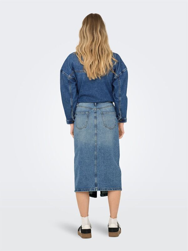 ONLENYA FRONT SLIT MID SKIRT MB DNM Kadın Medium Blue Denim Etek - 15326839