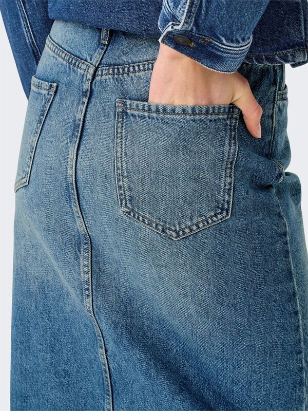 ONLENYA FRONT SLIT MID SKIRT MB DNM Kadın Medium Blue Denim Etek - 15326839