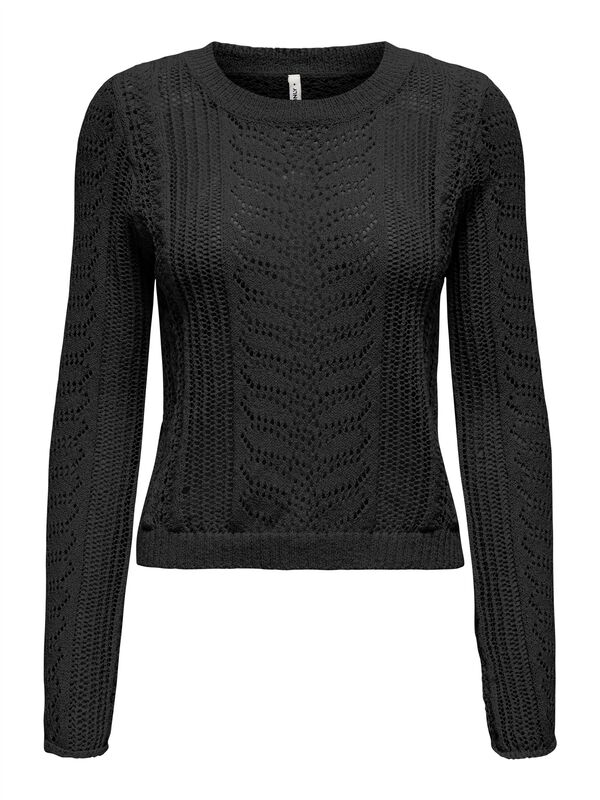 Only - ONLERIN LIFE LS O-NECK KNT Kadın Black Bluz - 15341570