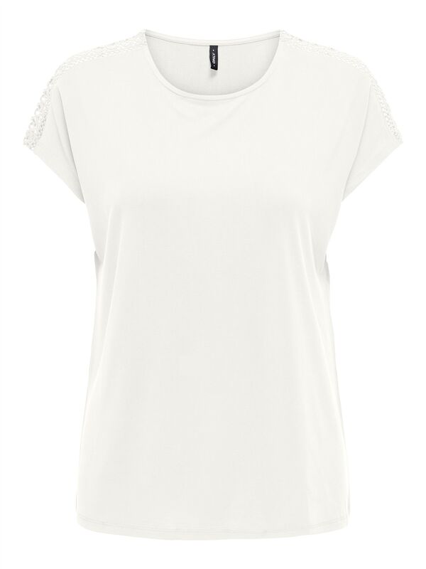 Only - ONLFREE LIFE CAPSLEEVE LACE TOP JRS Kadın Beyaz Bluz - 15343488