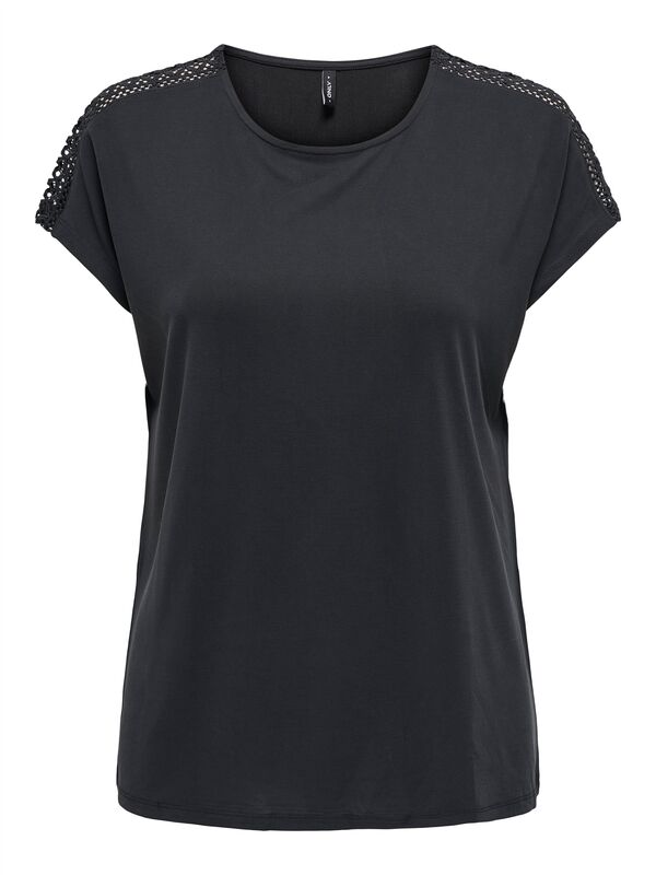 ONLFREE LIFE CAPSLEEVE LACE TOP JRS Kadın Siyah Bluz - 15343488