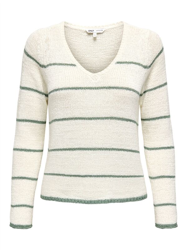 ONLGEENA L/S V-NECK KNT NOOS Kadın Beyaz Kazak - 15340862
