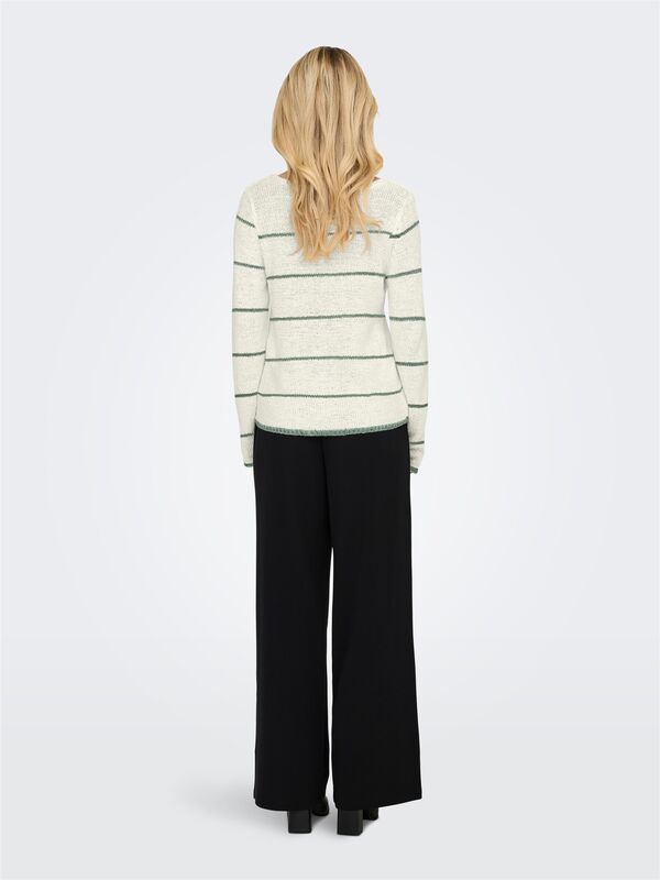 ONLGEENA L/S V-NECK KNT NOOS Kadın Beyaz Kazak - 15340862
