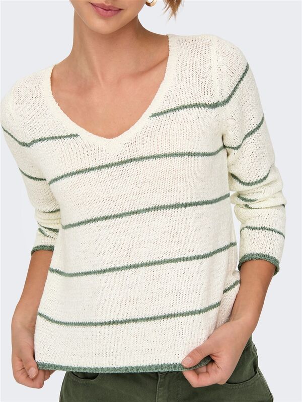 ONLGEENA L/S V-NECK KNT NOOS Kadın Beyaz Kazak - 15340862