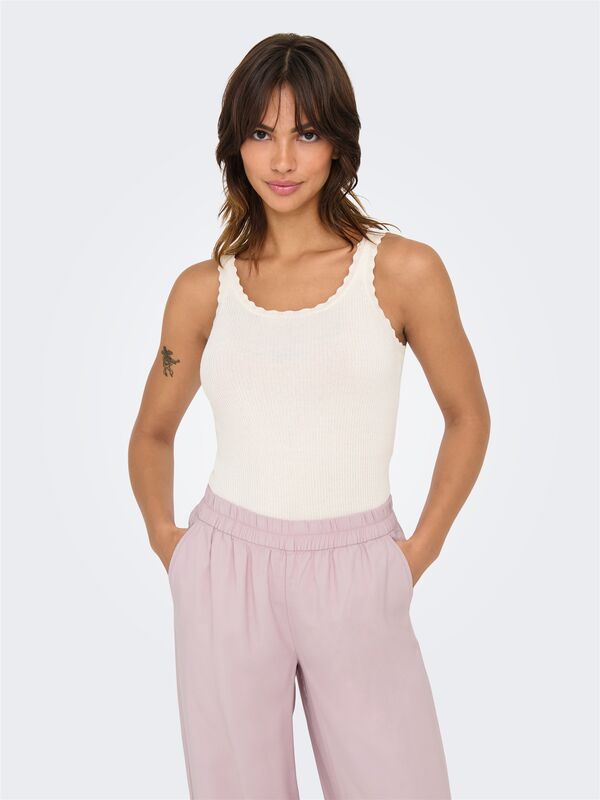 ONLGEMMA SL U-NECK KNT NOOS Kadın Beyaz Kazak - 15314659