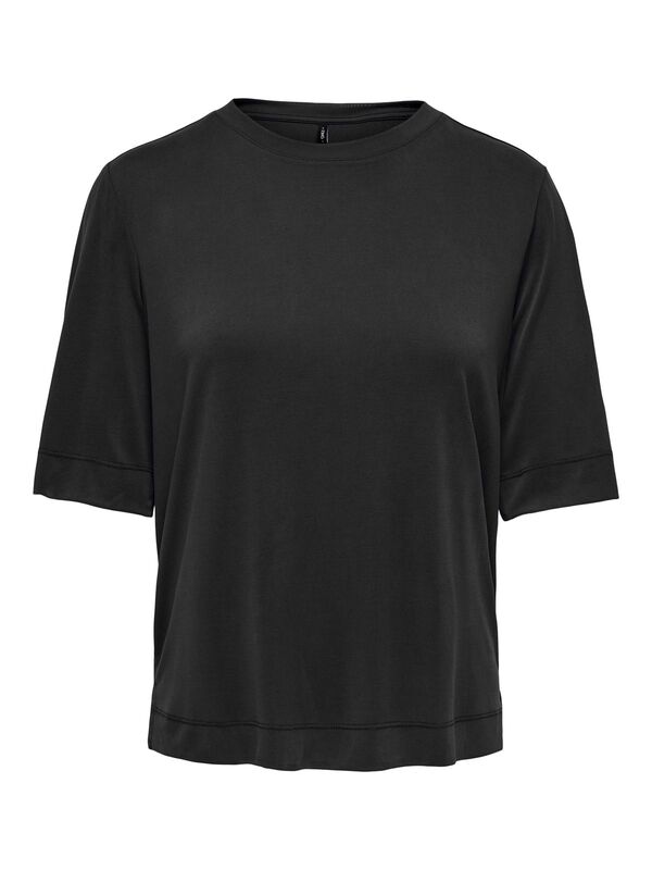 Only - ONLHANNAH S/S O-NECK TOP JRS Kadın Siyah T-Shirt - 4793482