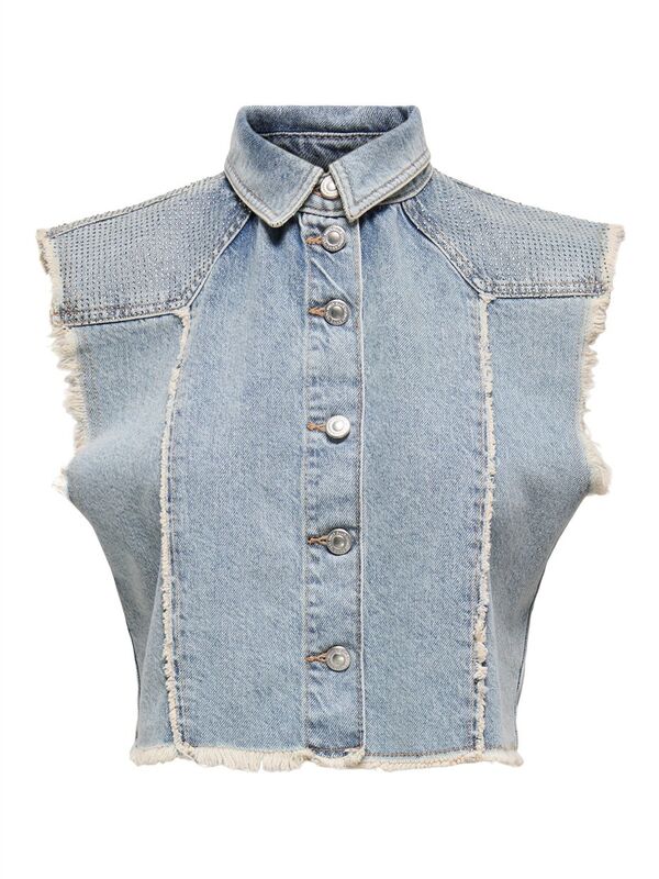 ONLHOLLYWOOD CRYSTAL DNM VEST RED CRO Kadın Light Blue Denim Yelek - 15341021