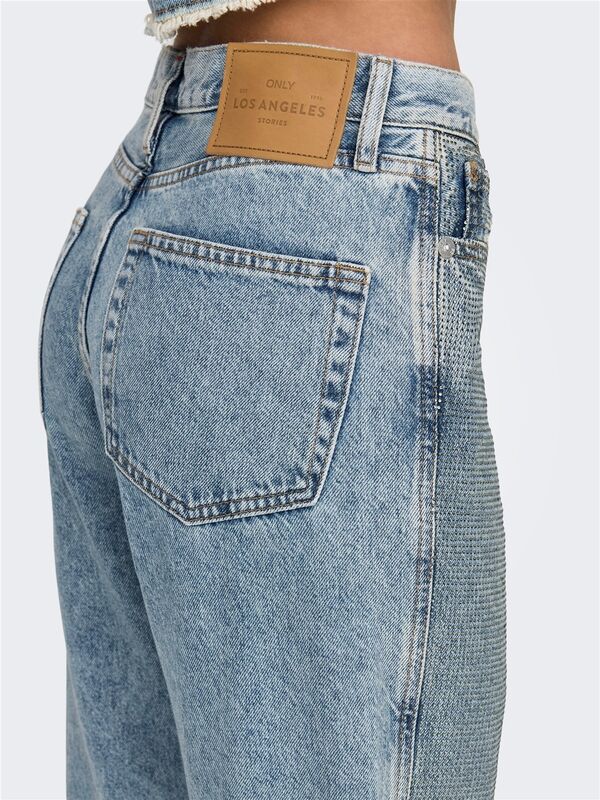 ONLHOLLYWOOD-RILEY CRYS HW S RED DNM CRO Kadın Light Blue Denim Denim Pantolon - 15341019
