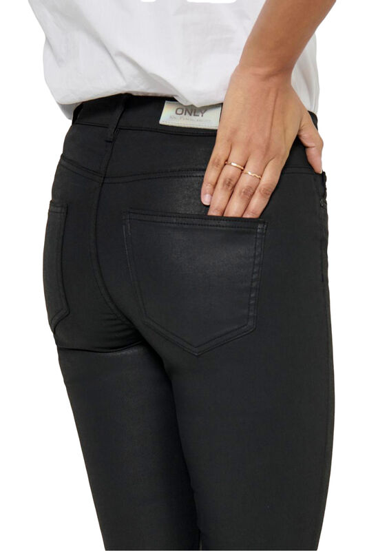 ONLHUSH LIFE MID SK COATED PNT Kadın Siyah Pantolon - 15182330