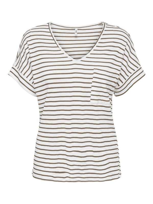 ONLIBEN S/S MOSTER V-NECK GLITTER TOPJRS Kadın Beyaz Bluz - 15346597