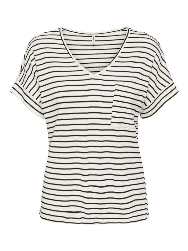 ONLIBEN S/S MOSTER V-NECK GLITTER TOPJRS Kadın Beyaz Bluz - 15346597