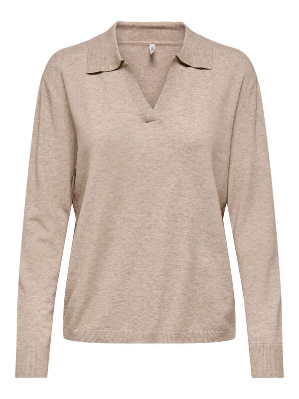 Only - ONLIBI LIFE LS POLO PULLOVER KNT NCA Kadın Brown Kazak - 15354843