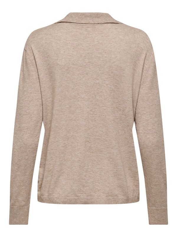 ONLIBI LIFE LS POLO PULLOVER KNT NCA Kadın Brown Kazak - 15354843