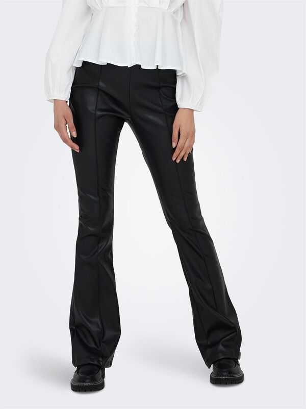 ONLIDINA HW FAU LEAT FLARE PANT CC TLR Kadın Siyah Pantolon - 15298693