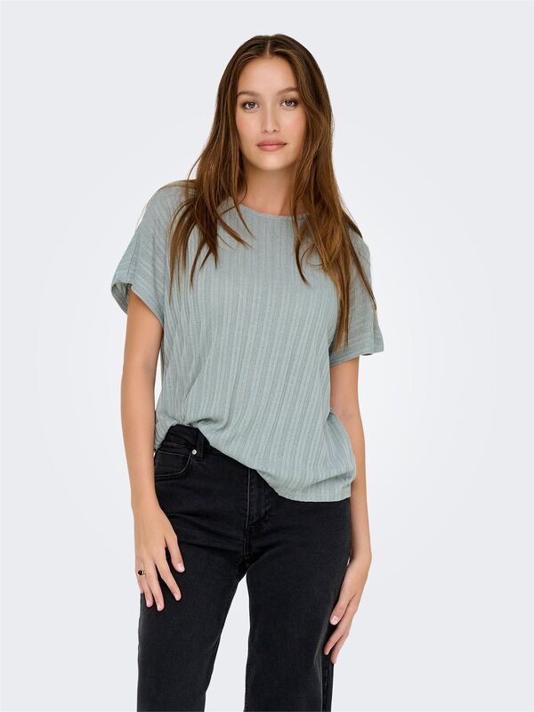 Only - ONLIRINA S/S O-NECK TOP JRS NOOS Kadın Mavi T-Shirt - 15349079