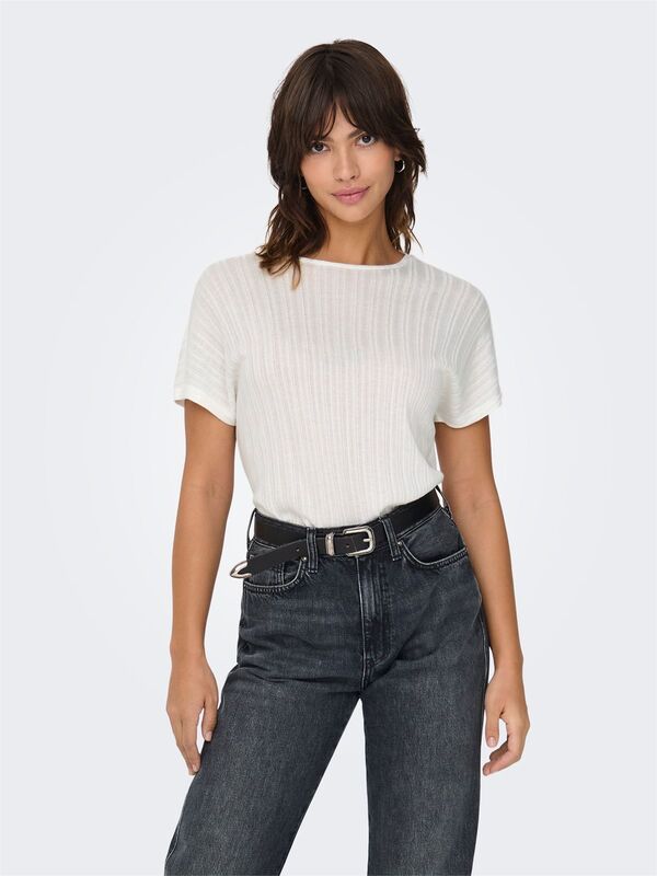 ONLIRINA S/S O-NECK TOP JRS NOOS Kadın Beyaz T-Shirt - 15349079