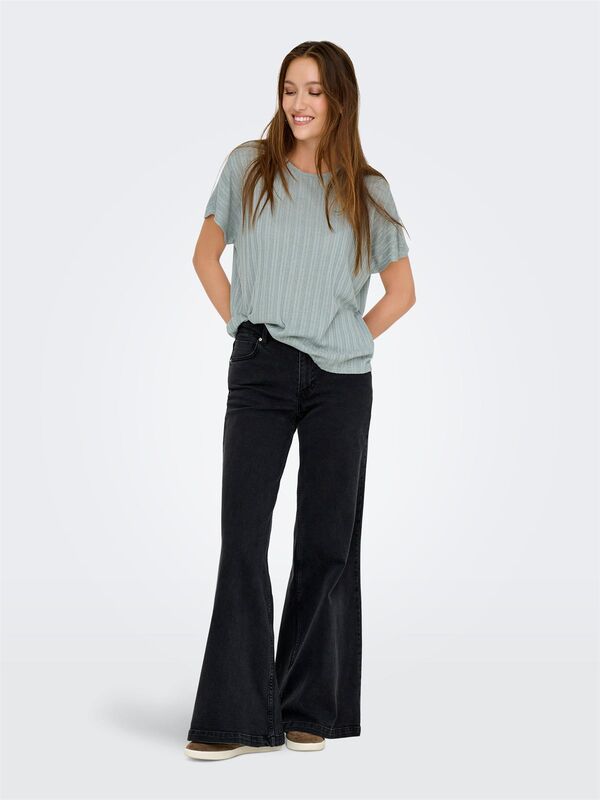 ONLIRINA S/S O-NECK TOP JRS NOOS Kadın Mavi T-Shirt - 15349079