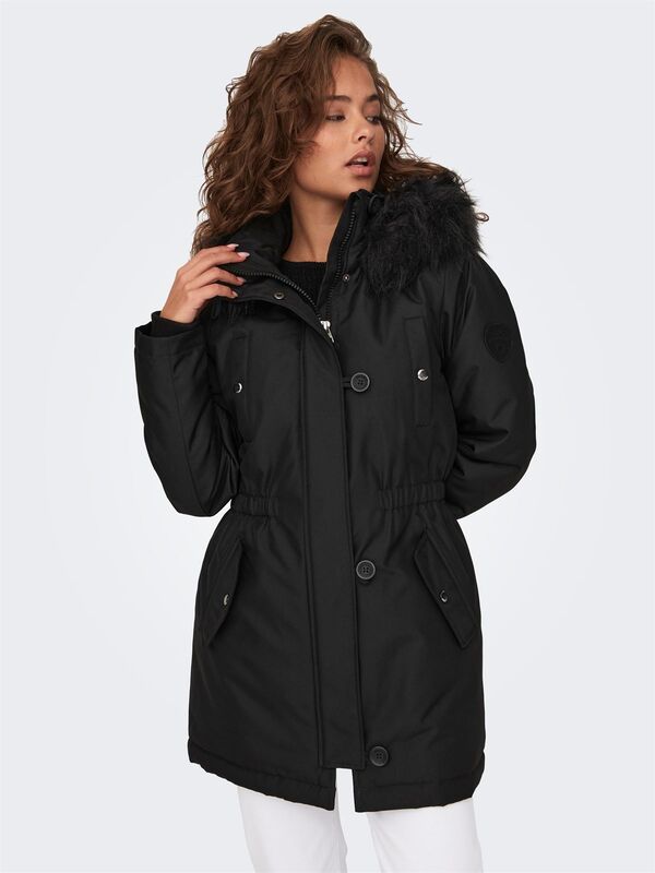 ONLIRIS FUR WINTER PARKA CC 2023 OTW Kadın Siyah Parka - 15304625