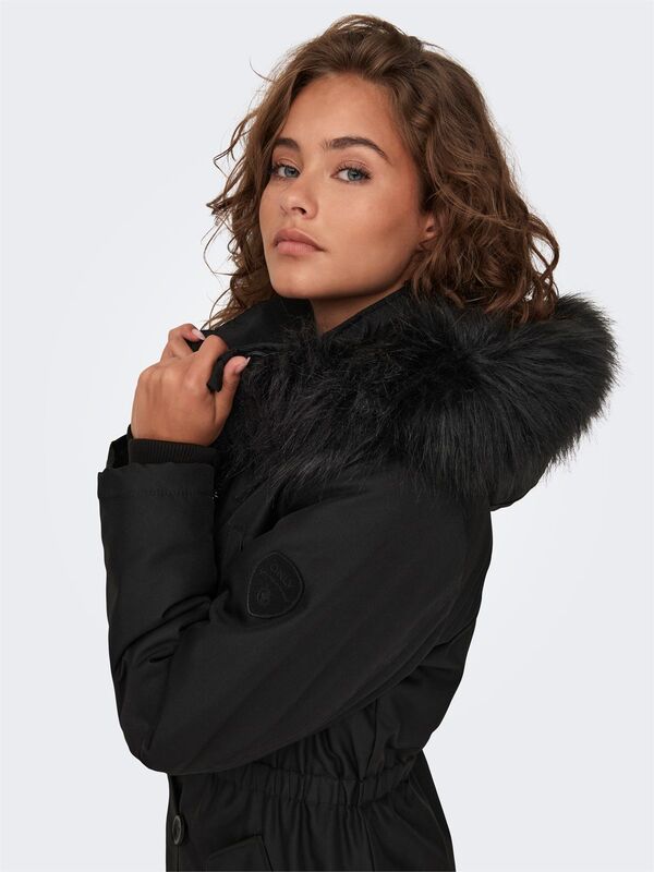 ONLIRIS FUR WINTER PARKA CC 2023 OTW Kadın Siyah Parka - 15304625