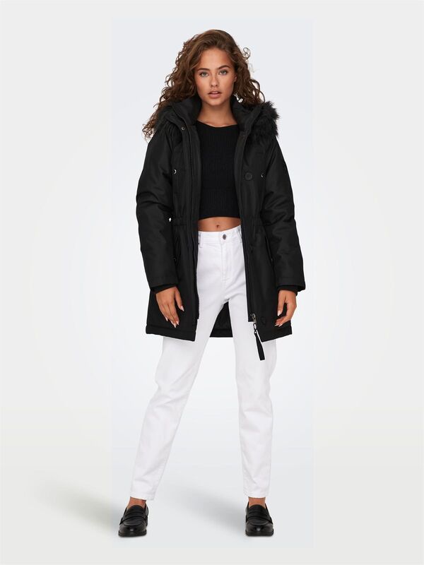 ONLIRIS FUR WINTER PARKA CC 2023 OTW Kadın Siyah Parka - 15304625
