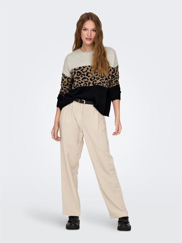 ONLJADE ANIMAL LS O-NECK KNT NOOS Kadın Gri Kazak - 15294969