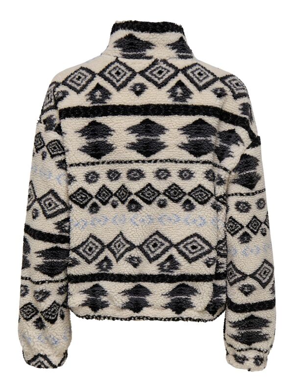 ONLJANNE LIFE AZTEC TEDDY L/S ZIP CC SWT Kadın Gri Sweatshirt - 15267415