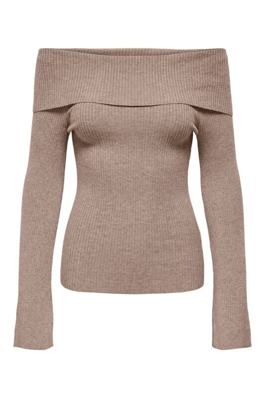 ONLJAYDEN LS OFF SHOULDER KNT Kadın Kahverengi Kazak - 15328246