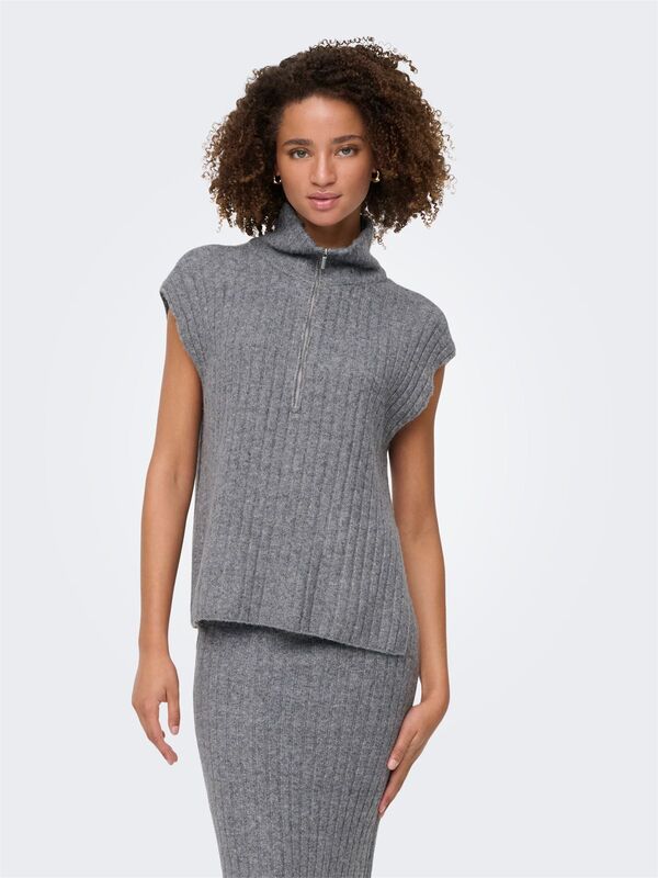 ONLJEANETT LIFE SL RIB HIGHNECK CC KNT Kadın Gray Kazak - 15350359