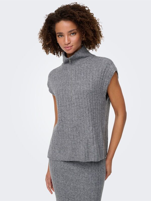 ONLJEANETT LIFE SL RIB HIGHNECK CC KNT Kadın Gray Kazak - 15350359
