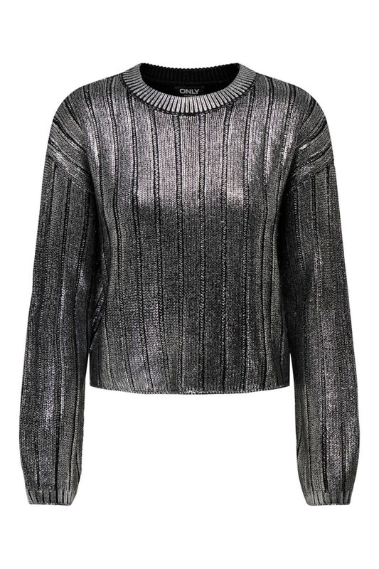 ONLKAMA LS O-NECK FOIL KNT Kadın Siyah Kazak - 15331238