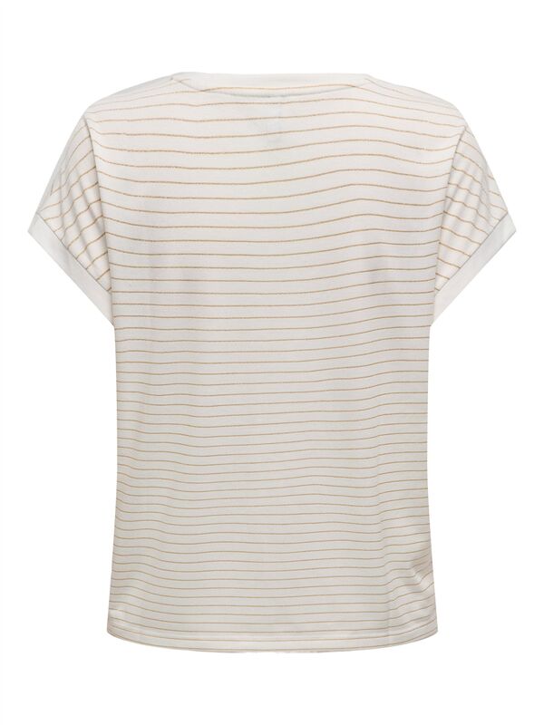 ONLKARLA S/S V-NECK GLITTER TOP JRS Kadın Beyaz T-Shirt - 15343323