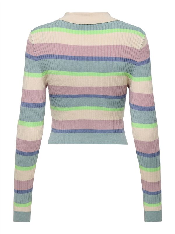 ONLKAROL LS CROP RIB BUTTON POLO CC KNT Kadın Gri Kazak - O15340979