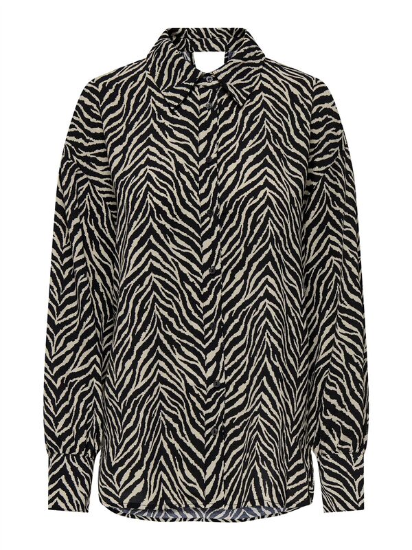 ONLKATTY LIFE L/S LOOSE SHIRT PTM Kadın Siyah Gömlek - 15341494