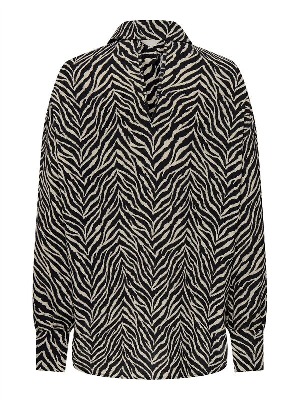 ONLKATTY LIFE L/S LOOSE SHIRT PTM Kadın Siyah Gömlek - 15341494